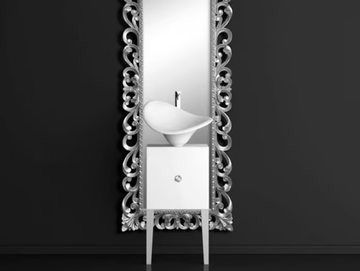 MONNALISA PRESTIGE FLOWER WHITE - Single wooden vanity unit with mirror by Glass Design - view 2